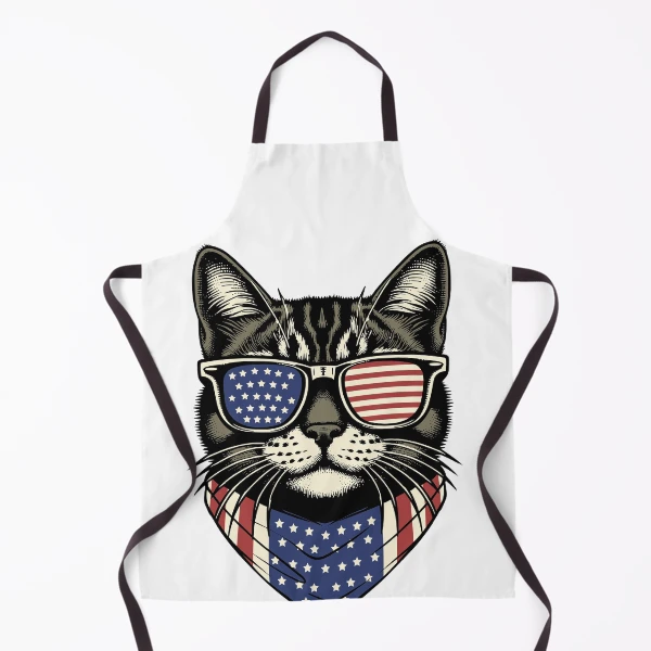 USA Kitty Cat Design - Perfect for the Childless Cat Lady — Apron by BiMood