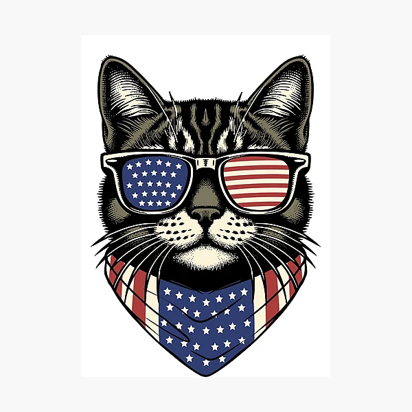 USA Kitty Cat Design - Perfect for the Childless Cat Lady — Photographic Print by BiMood