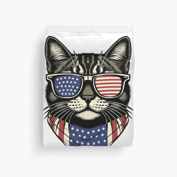 USA Kitty Cat Design - Perfect for the Childless Cat Lady — Duvet Cover by BiMood