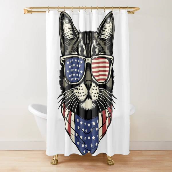 USA Kitty Cat Design - Perfect for the Childless Cat Lady — Shower Curtain by BiMood