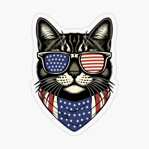 USA Kitty Cat Design - Perfect for the Childless Cat Lady — Sticker by BiMood