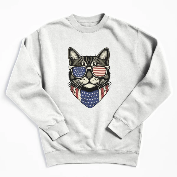 USA Kitty Cat Design - Perfect for the Childless Cat Lady — Pullover Sweatshirt by BiMood