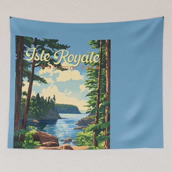 Item preview, Isle Royale National Park Illustration Travel Art Vintage designed and sold by KrisSidDesigns.