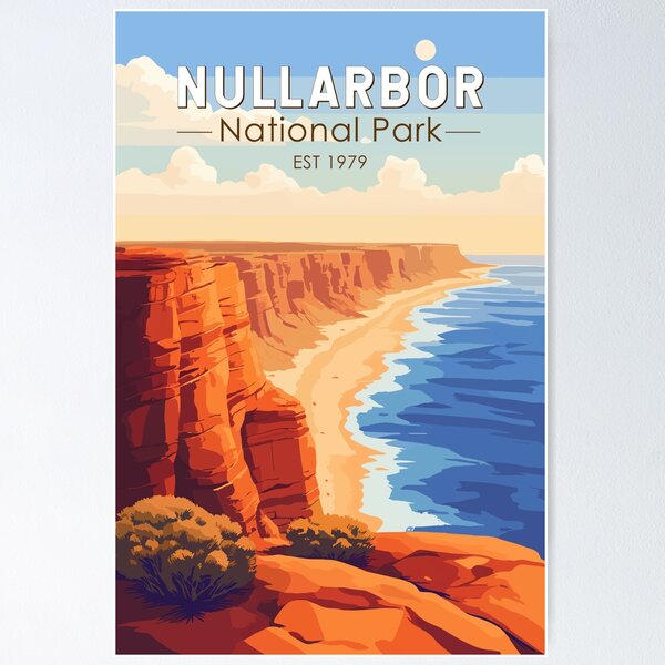 Item preview, Nullarbor National Park Australia Travel Art Vintage designed and sold by KrisSidDesigns.