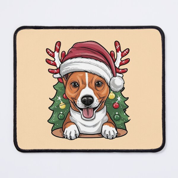 Item preview, Cute Basenji In Christmas Hat designed and sold by canvadreamer444.
