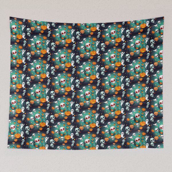 Item preview, Halloween: Ghosts Skulls and Pumpkins Oh My! designed and sold by NerdscapeDC.