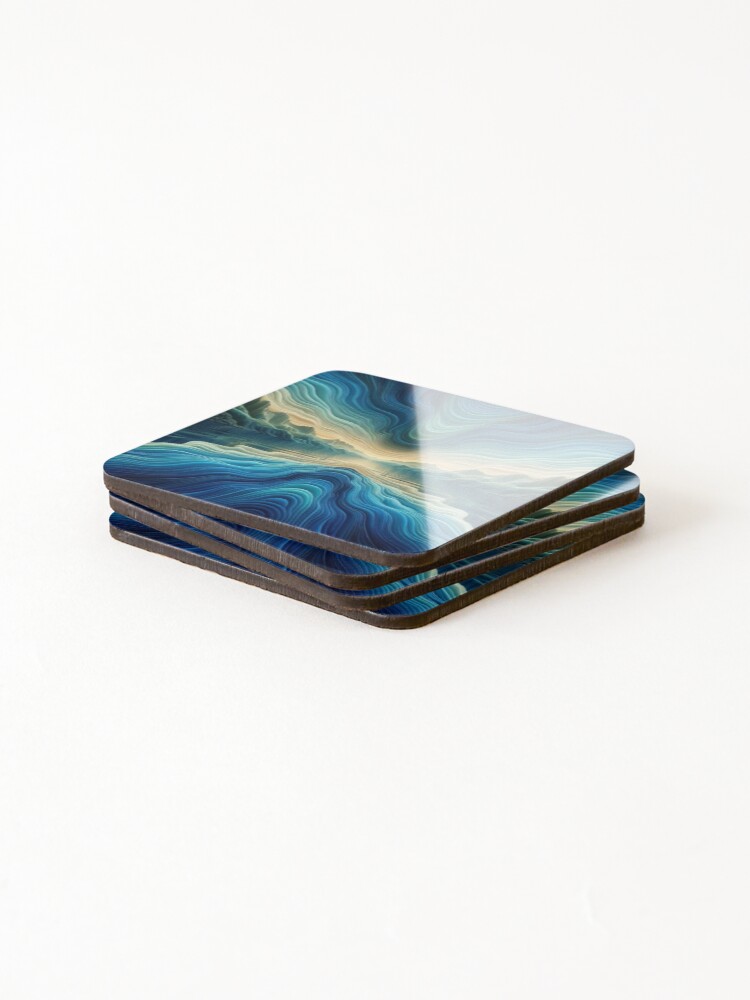 Thumbnail 4 of 5, Coasters (Set of 4), Frontal Wave Pattern designed and sold by RuiFernandes.