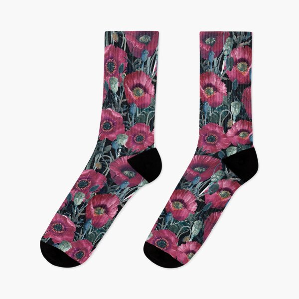 Item preview, Poppy field, Dark pink on black background designed and sold by Alex  Blud.