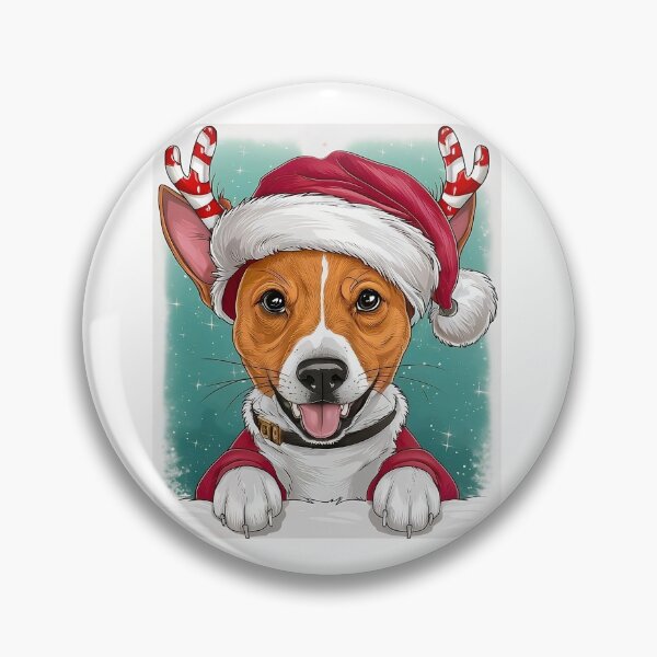 Item preview, Cute Basenji In Christmas Hat designed and sold by canvadreamer444.