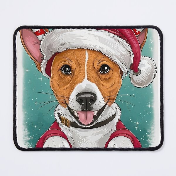 Item preview, Cute Basenji In Christmas Hat designed and sold by canvadreamer444.