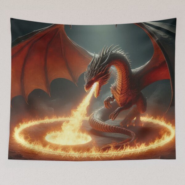 Item preview, Mythical Fire dragon breathing fire designed and sold by Expressions-Sel.