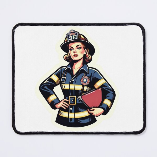 Item preview, Vintage Female firefighter in bunker gear designed and sold by BrinaandPops.