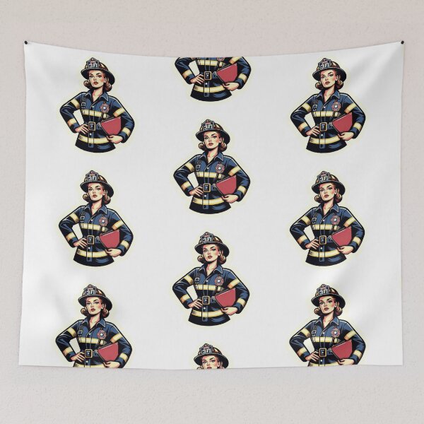 Item preview, Vintage Female firefighter in bunker gear  designed and sold by BrinaandPops.