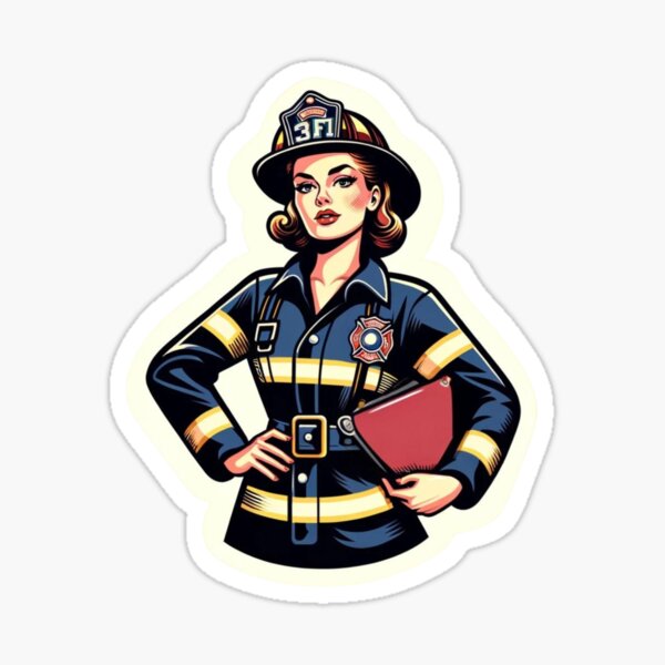 Vista previa del artículo con la obra «Bombero vintage con equipo de búnker », diseñado y vendido por BrinaandPops.
