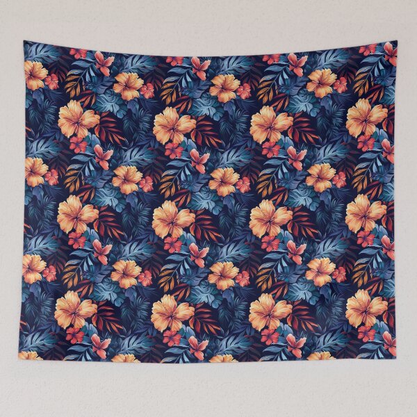 Item preview, Hibiscus flower pattern, cool tone, pleasing to the eye, summer theme | Household item matching design | Seamless background designed and sold by patpas69.