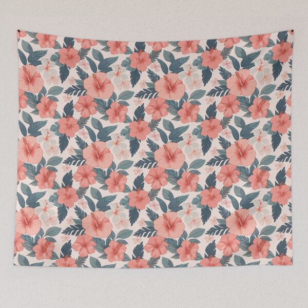 Item preview, Hibiscus flower pattern, cool tone, pleasing to the eye, summer theme | Household item matching design | Seamless background designed and sold by patpas69.