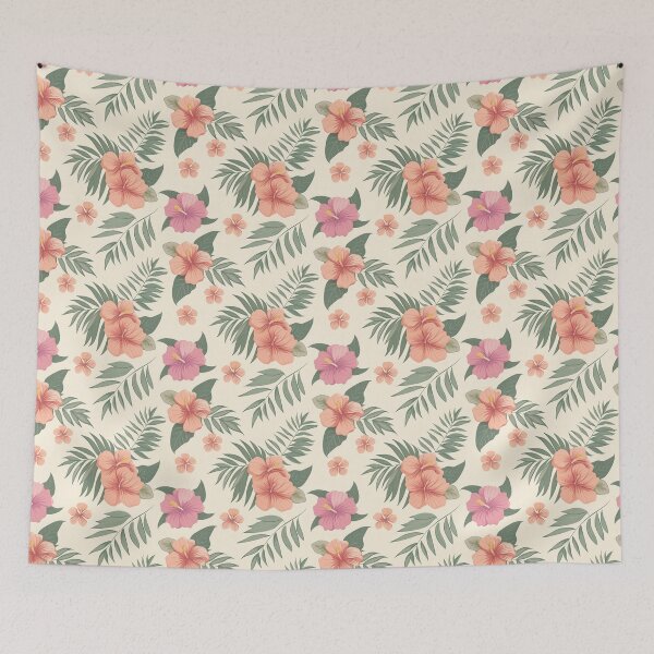 Item preview, Hibiscus light color flower pattern, cool tone, pleasing to the eye, summer theme | Household item matching design | Seamless background designed and sold by patpas69.