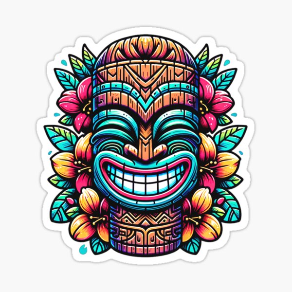 Vista previa del artículo con la obra «Retro Tiki: ambiente isleño polinesio hawaiano», diseñado y vendido por PNW Tees & More.