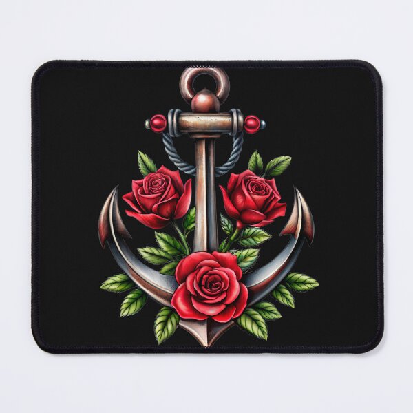 Item preview, GOTHIC ANCHOR WITH ROSES / Gift items and personal use / Anchor, Gothic, Illustration, Sea, Ocean, Roses, Red, Black, Art designed and sold by LumDesignArt.