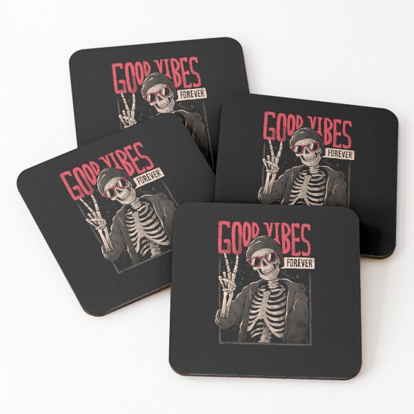 Item preview, Good Vibes Forever - Dark Funny Sarcasm Skeleton Skull Gift designed and sold by EduEly.