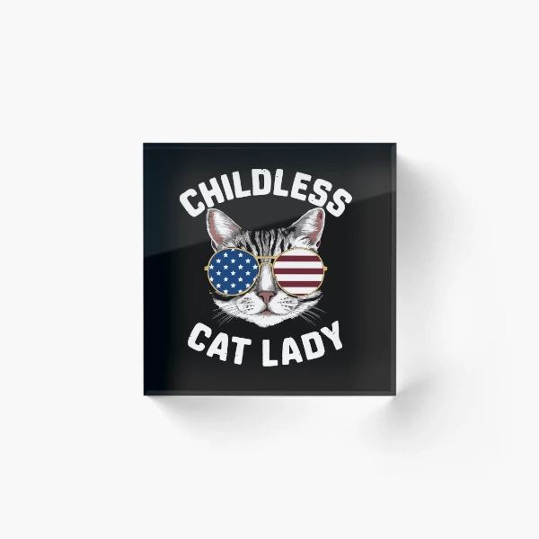 Funny American USA Kitty Cat Design - Perfect for the Childless Cat Lady — Acrylic Block by BiMood