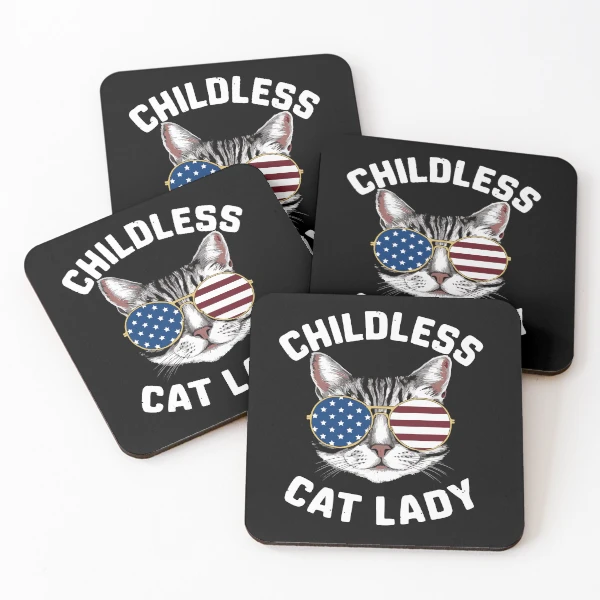 Funny American USA Kitty Cat Design - Perfect for the Childless Cat Lady — Coasters (Set of 4) by BiMood