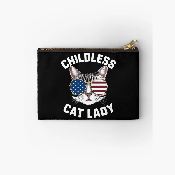 Funny American USA Kitty Cat Design - Perfect for the Childless Cat Lady — Zipper Pouch by BiMood