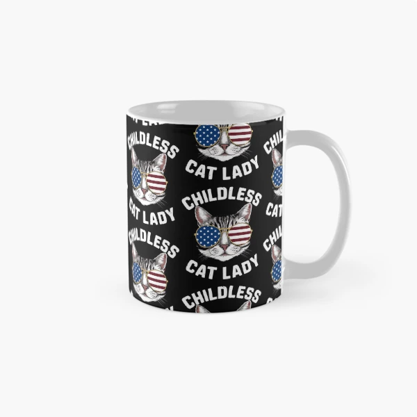 Funny American USA Kitty Cat Design - Perfect for the Childless Cat Lady — Classic Mug by BiMood