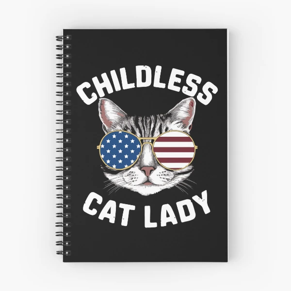 Funny American USA Kitty Cat Design - Perfect for the Childless Cat Lady — Spiral Notebook by BiMood