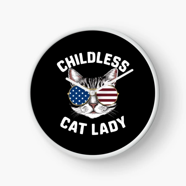 Funny American USA Kitty Cat Design - Perfect for the Childless Cat Lady — Clock by BiMood
