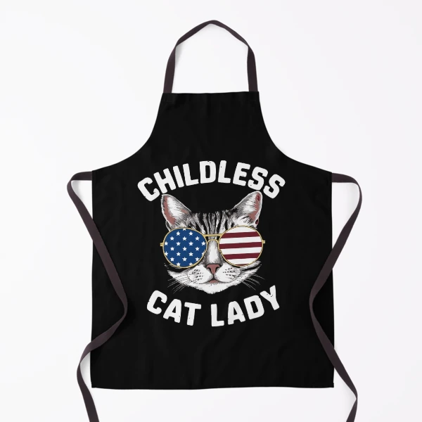 Funny American USA Kitty Cat Design - Perfect for the Childless Cat Lady — Apron by BiMood
