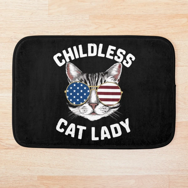 Funny American USA Kitty Cat Design - Perfect for the Childless Cat Lady — Bath Mat by BiMood