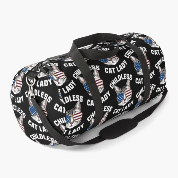 Funny American USA Kitty Cat Design - Perfect for the Childless Cat Lady — Duffle Bag by BiMood