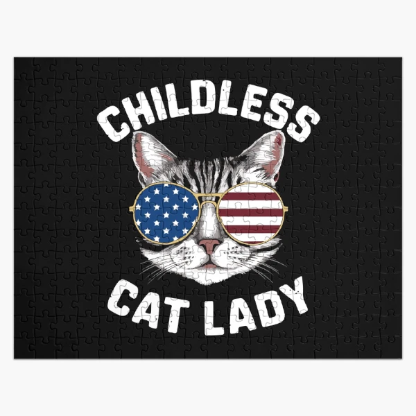 Funny American USA Kitty Cat Design - Perfect for the Childless Cat Lady — Jigsaw Puzzle by BiMood