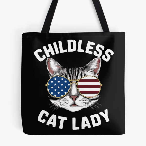 Funny American USA Kitty Cat Design - Perfect for the Childless Cat Lady — All Over Print Tote Bag by BiMood