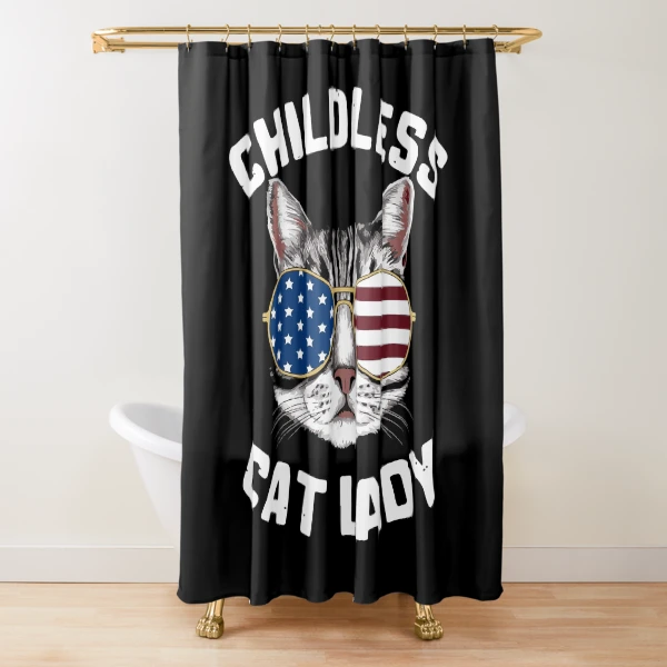 Funny American USA Kitty Cat Design - Perfect for the Childless Cat Lady — Shower Curtain by BiMood