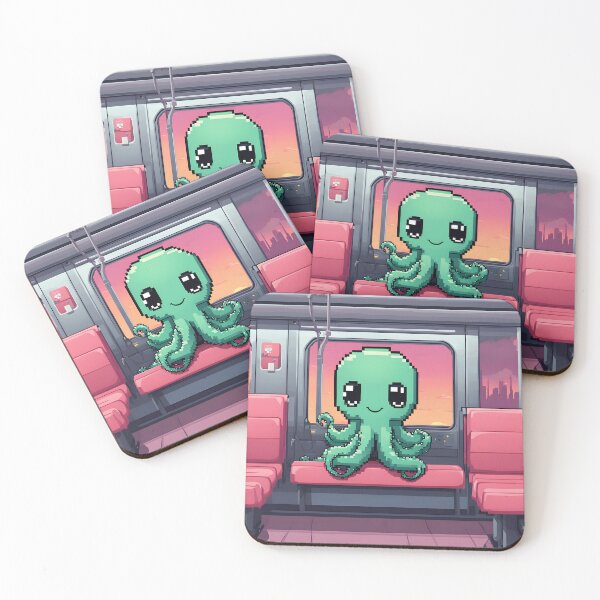 Item preview, Cute Octopus on a Sunset Subway Ride designed and sold by ArtsyWishesShop.