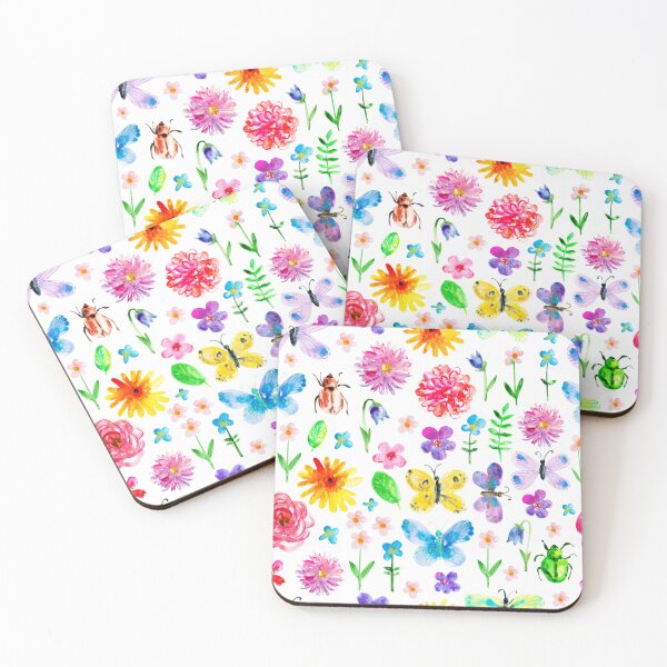 Item preview, Summer watercolor pattern with flowers and butterflies designed and sold by bokasin.