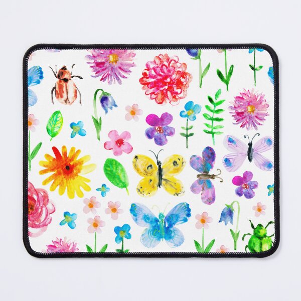 Item preview, Summer watercolor pattern with flowers and butterflies designed and sold by bokasin.