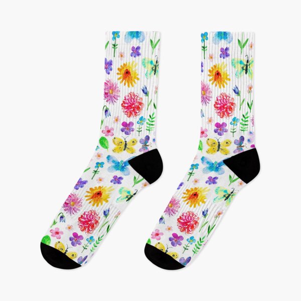 Item preview, Summer watercolor pattern with flowers and butterflies designed and sold by bokasin.