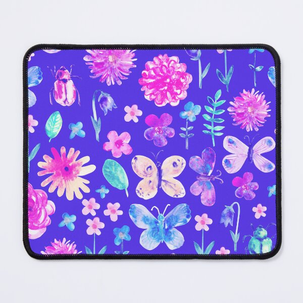 Item preview, Summer watercolor pattern with flowers and butterflies on blue background designed and sold by bokasin.