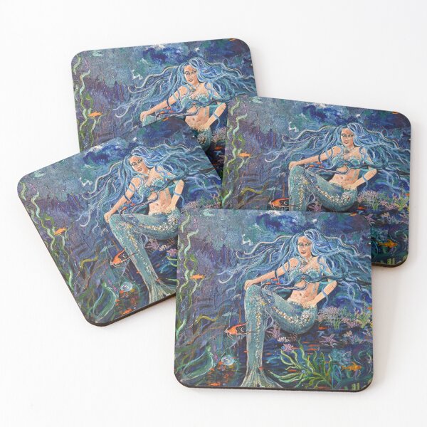 Item preview, Colourful mermaid on acrylic pour designed and sold by ChrisJArcher.