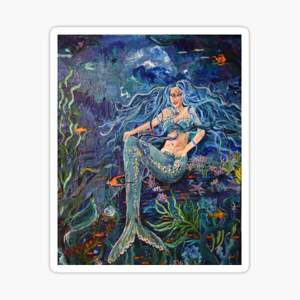Item preview, Colourful mermaid on acrylic pour designed and sold by ChrisJArcher.