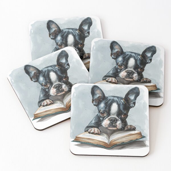 Item preview, Boston Terrier Reading: Watercolor Whimsy designed and sold by SellingWSarah17.