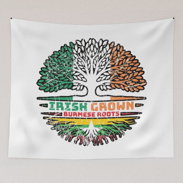 Item preview, Myanmar Burmese Irish Ireland Tree Roots Flag designed and sold by FlagX.