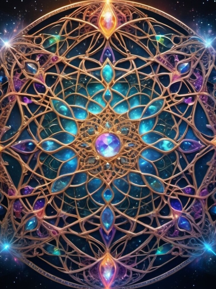 Thumbnail 4 of 4, A-Line Dress, Celestial Weave - Sacred Geometry designed and sold by eXtraHumans.