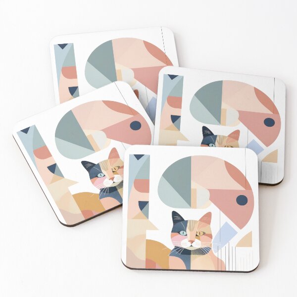 Item preview, Cat as Bauhaus Style Pastel Art  designed and sold by OzzFrequency.