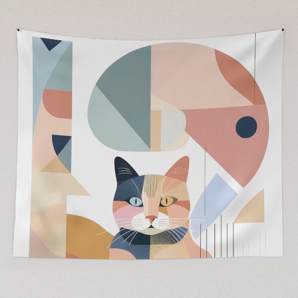 Item preview, Cat as Bauhaus Style Pastel Art  designed and sold by OzzFrequency.