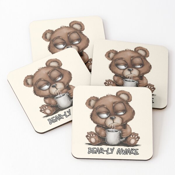 Item preview, Bear-ly Awake Coffee Bear Illustration designed and sold by Dream-Fab.