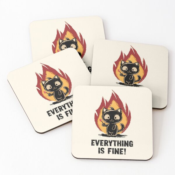 Item preview, Everything is Fine Cat in Flames Illustration designed and sold by Dream-Fab.